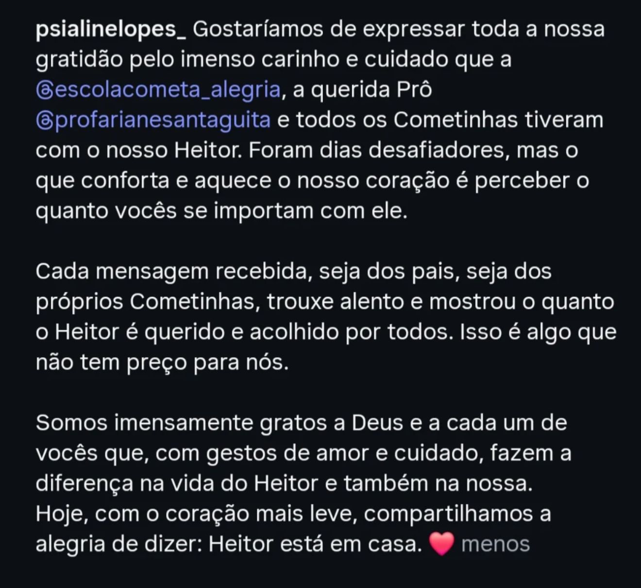 Depoimento de uma família da Cometa da Alegria